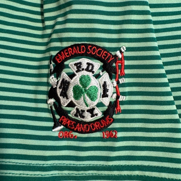 Rhoback Green Striped Polo Shirt with FDNY embroidery - XL - Picture 3 of 4